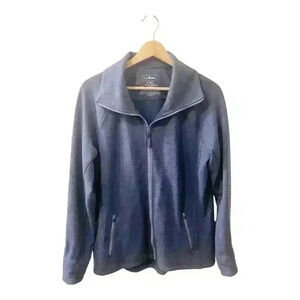 L.L. Bean Jacket Womens Size M Blue Herringbone Full Zip Performance UPF 50 Hike